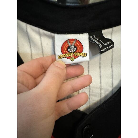 RARE VTG Looney Tunes Logo Baseball Jersey Shirt Small Mens Bugs Bunny Daffy - Picture 2 of 6